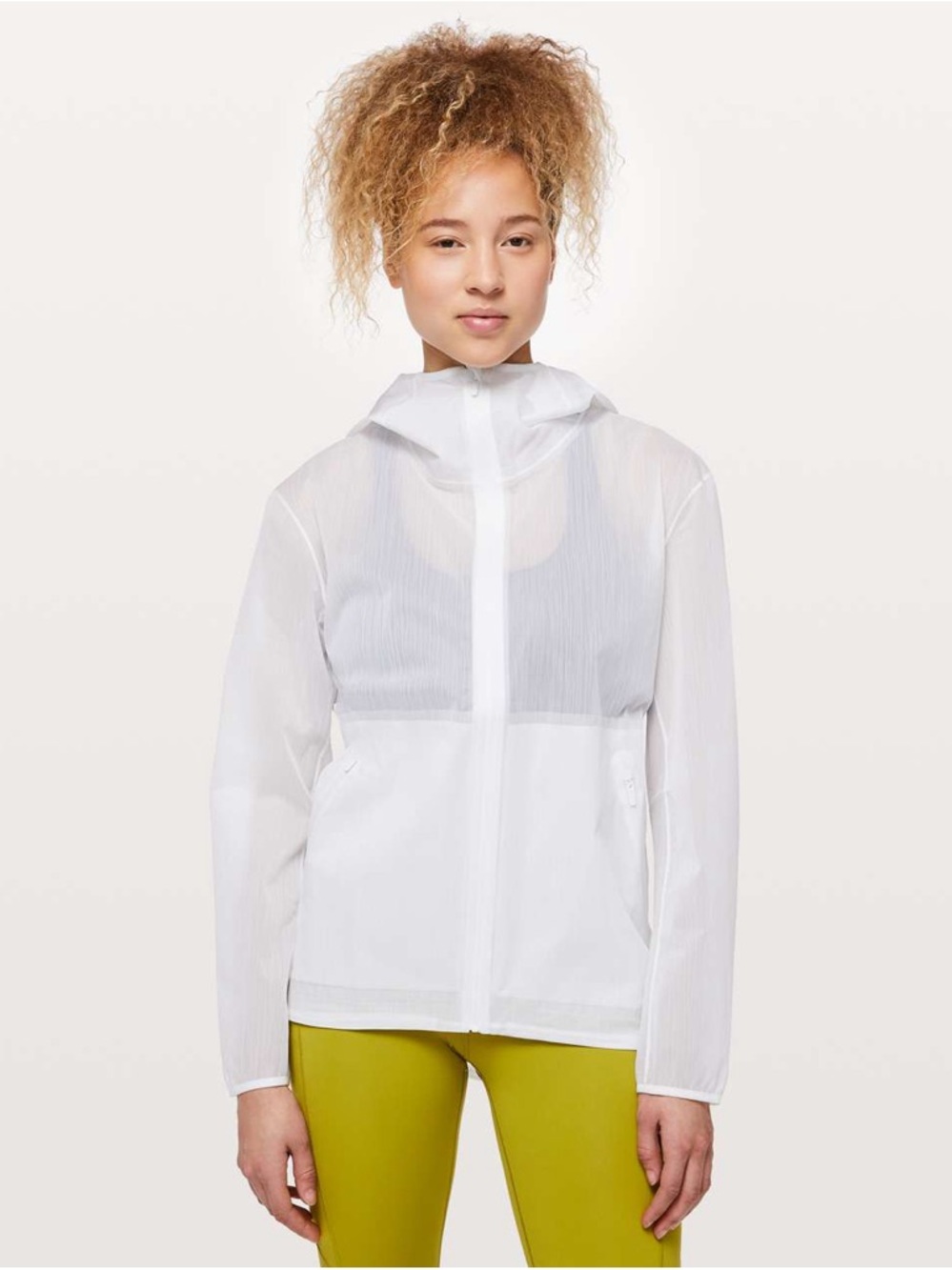 Lululemon Sheer Joy Jacket White Lightweight Hooded Utility Jacket, Size 2